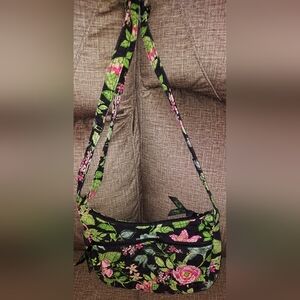 Vera Bradley Black and Green Floral Crossbody Bag